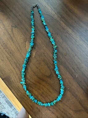 Turquoise Chip Necklace in Teal Blue